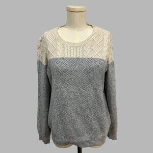 Madewell‎ Sweater Womens Small Cable Knit Colorblock Rabbit Hair Grey Cream